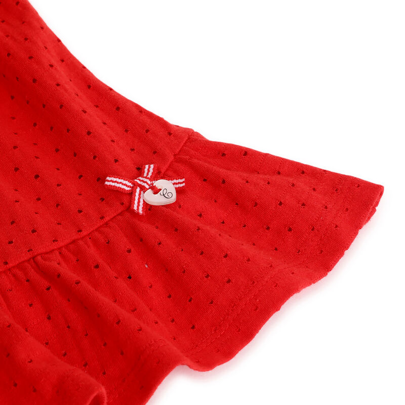 Girls Medium Red Schiffli Short Sleeve Dress image number 3